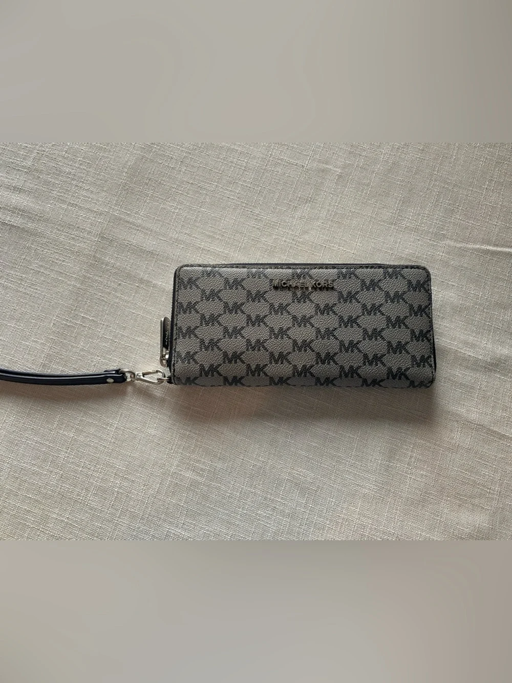 Michael Kors Gray MK Monogram Wristlet Clutch